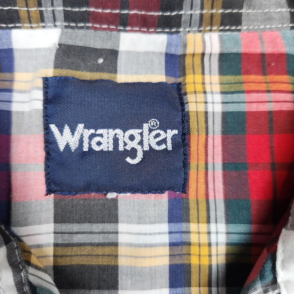 Wrangler Shirt Mens 2XL Multicolor Plaid Western Pearl Snap Cowboy Long Sleeve - Picture 2 of 7
